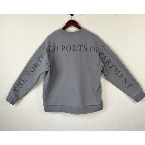 Taylor Swift The Tortured Poets Department XL Sweatshirt Gray Crewneck Graphic - Picture 2 of 8